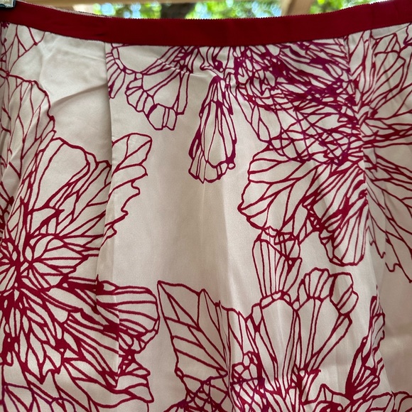 Gap NWT Silk Cotton Floral Lined Skirt Dark Red Holidays Christmas - Picture 5 of 14